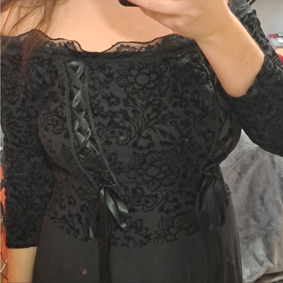 Tripp nyc torrid collaboration goth lace up corset of the shoulder dress - Picture 2 of 7